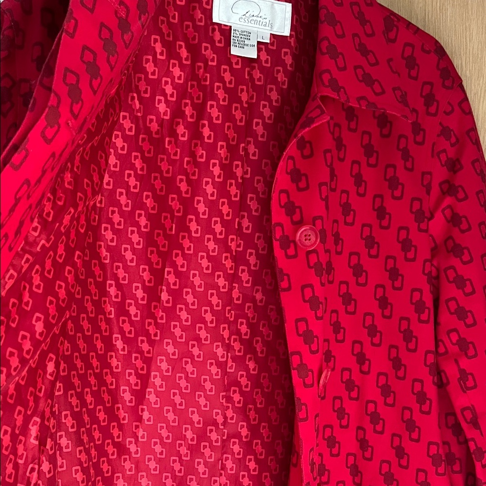 Essentials Red Patterned Trench Coat - image 3